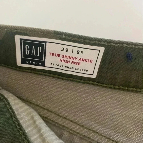 NWOT! Gap Womans True SKINNY Ankle HIGH RISE Jeans sz29 CAMO Denim Army Green 8 - Picture 5 of 9